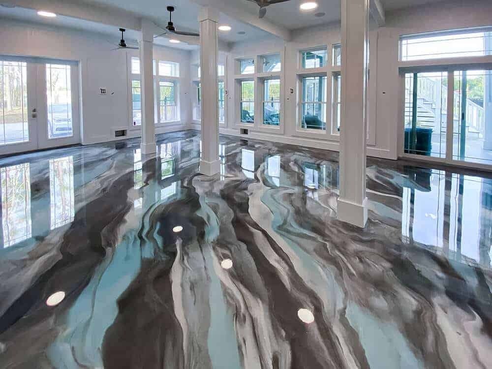 Decorative metallic epoxy finish